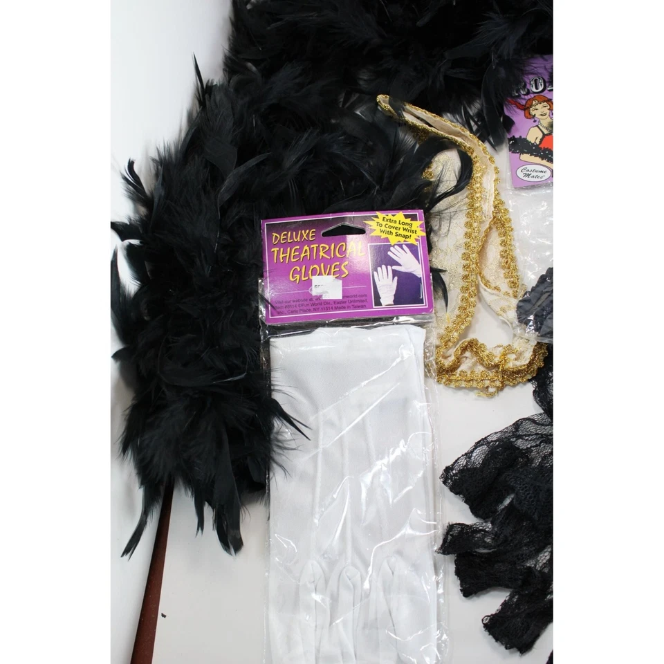 Lote Acessórios de Fantasia Boa Luvas Ligas Faixa de Cabeça Flapper de Renda 77255 - Imagem 2 de 4