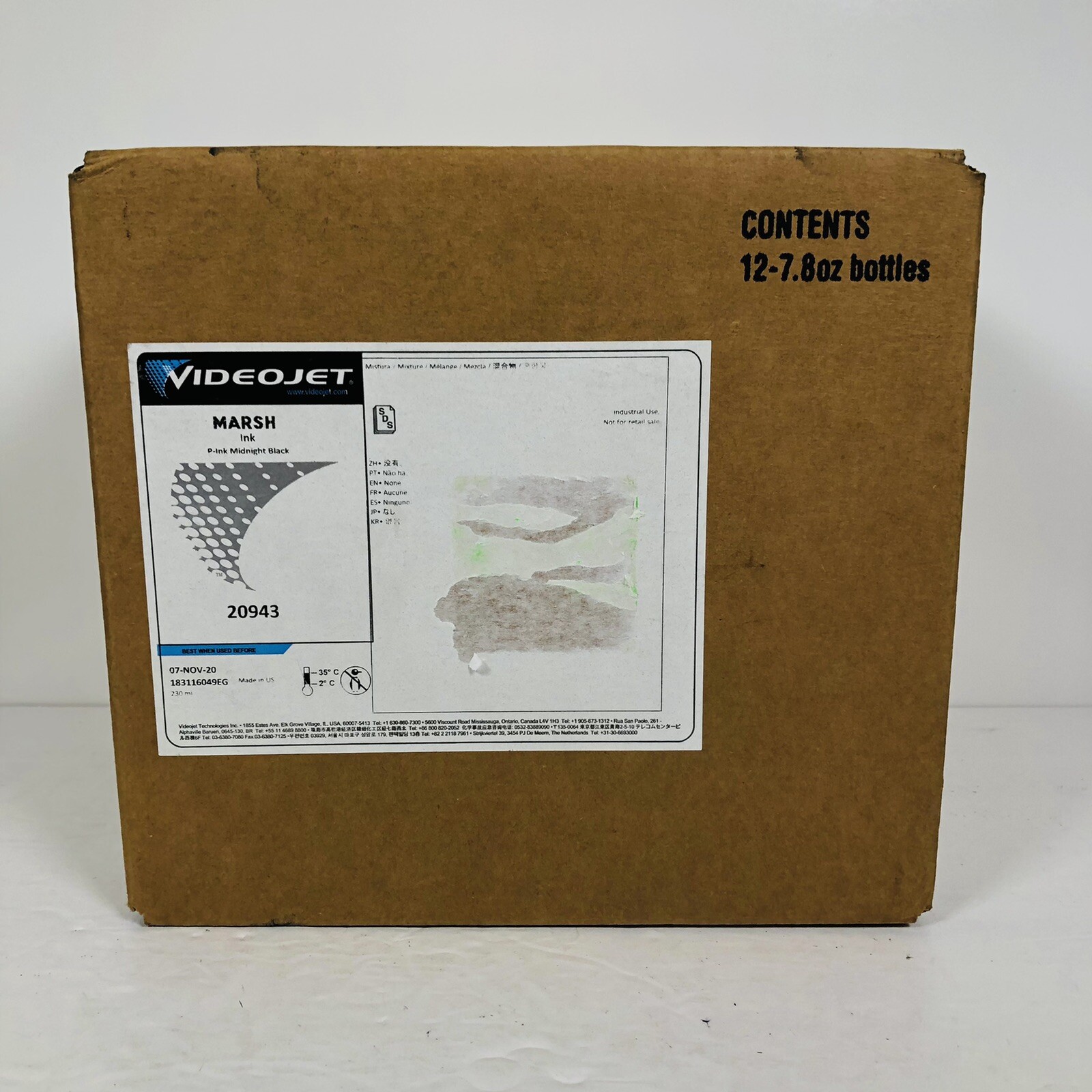 (12 Refills) VideoJet Marsh Ink PInk Midnight Black 20943 (Best By Nov