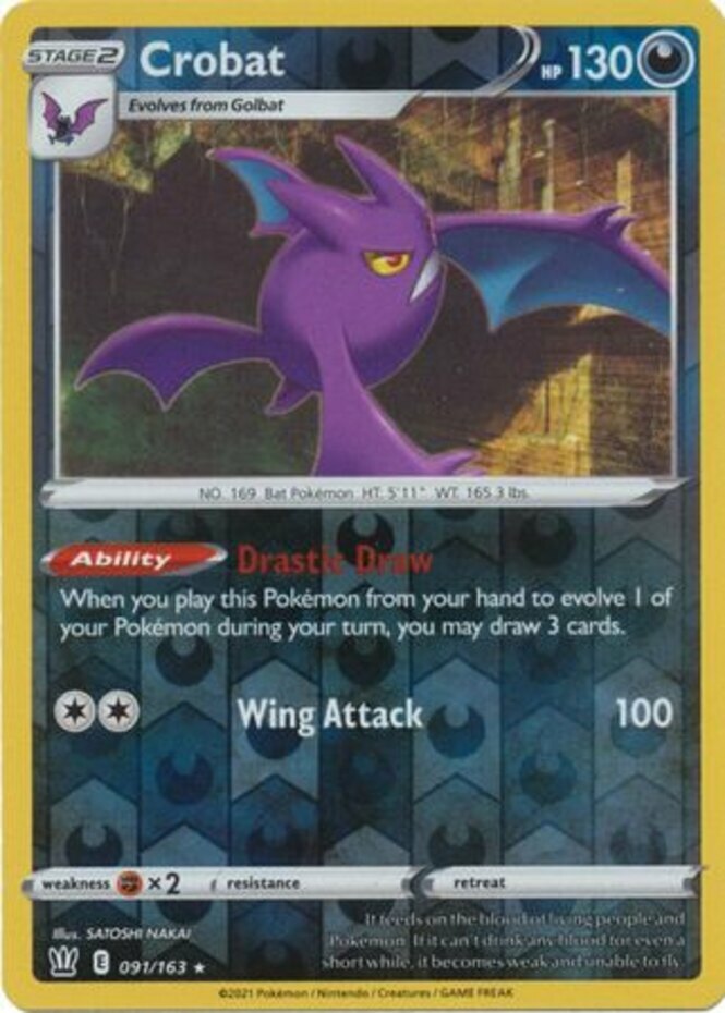 x1 Crobat - 091/163 - Holo Rare - Reverse Holo Pokemon SS05 Battle Styles M/NM