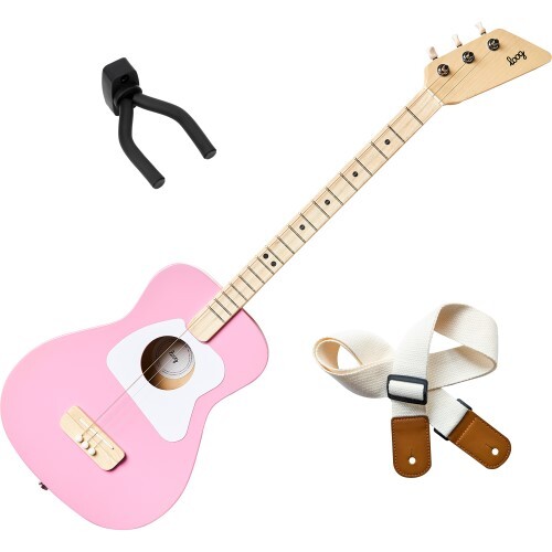 Акустическая гитара Loog PRO Pink Kindergitarre + Gurt + Wandhalter | Neu