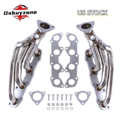 Pair Polished Manifold Headers for 00-04 Toyota Tundra Sequoia 4.7L V8 SR5 4WD