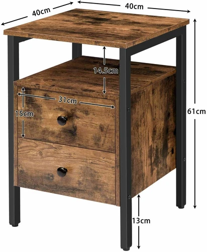 HOOBRO Bedside Table Side Table End Table Nightstand with 2 Drawers Bedroom - Picture 5 of 18