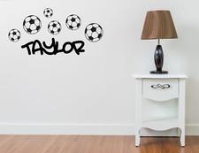 PERSONALISED NAME FOOTBALL WALL ART STICKER QUOTE DECAL BOYS CHILDRENS DECOR DIY