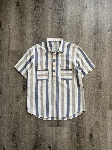 Lanvin, Vintage Lanvin Paris Striped Button Up S/S Size 3