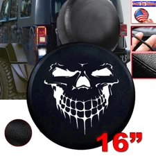 16" Black Grinning Skull Spare Wheel tire Cover for Jeep Liberty Wrangler Size L