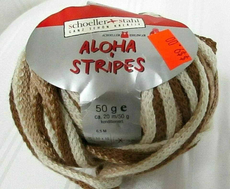 Schoeller &Stahl~ALOHA STRIPES Ribbon Yarn #01 Multi Brown/Tan/Cream LOT OF 3 - Image 3 of 4
