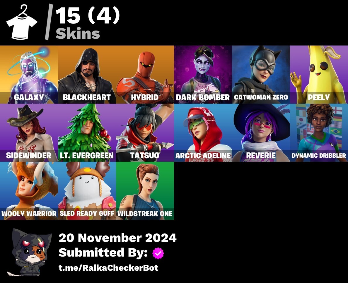 🎮FN Galaxy Skin, Catwoman Zero, Peely, Hybrid, Stellar Axe 15 Skins✅