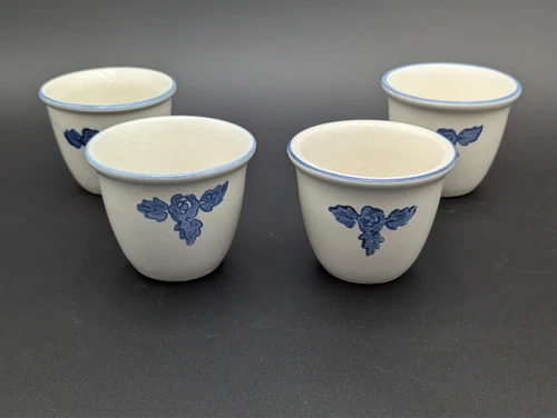 Pfaltzgraff Yorktowne Custard Cups Set of 4 Blue White