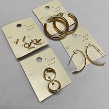 5 Pairs A New Day Nickel Free Gold Hoops Stud D-Hoop Earrings Size 7 Rings