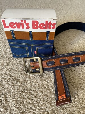 Rare Vintage Levi's 0range Tag Leather/Denim Belt W/ Original Box