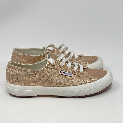 Superga Sneakers Womens 6 Metallic Rose Gold Sparkly Glitter Wedding Shoes