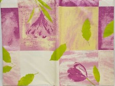 Peva Vinyl Tablecloth 52" x 70" Oblong 4-6 people PINK FLOWERS PATCHWORK. BH