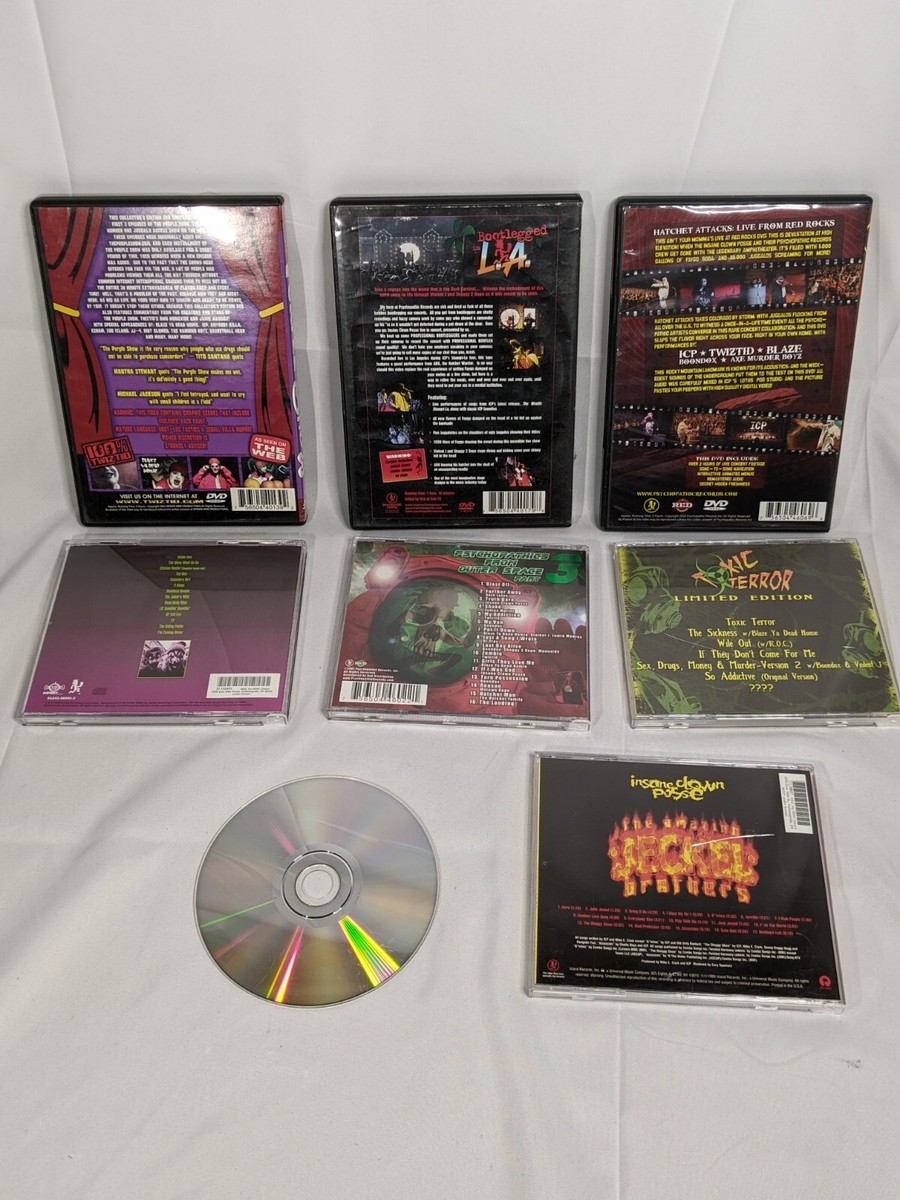 ICP INSANE CLOWN POSSE CD DVD LOT. 3 DVDS 1 CD 1 DISC ONLY 3 CASE