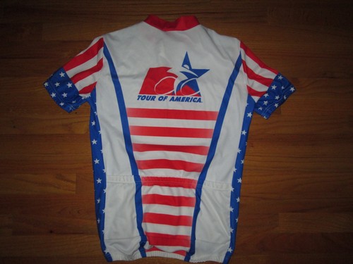 DE MARCHI Vtg USA FLAG Tour Of America cycling jersey 1/4 Zip MADE IN ITALY M/L - Picture 2 of 4