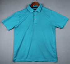 Ben Hogan Performance Men's Polo Shirt Short Sleeve Aqua Ribbed Size Medium Golf
