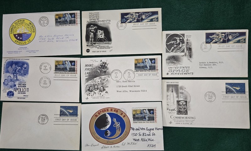 8 NASA 1969 First Day Of Issue Stamps And NASA Envelopes Vintage