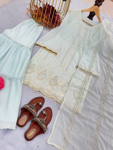 Pakistani sharara suits Salwar Kameez Readymade Sharara dress for EID Pakistani - Picture 4 of 6