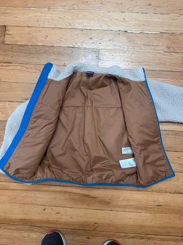 Patagonia Retro X Jacket Girls boys XS 5/6 Deep Pile Fleece Cream Blue Kids - Picture 3 of 4