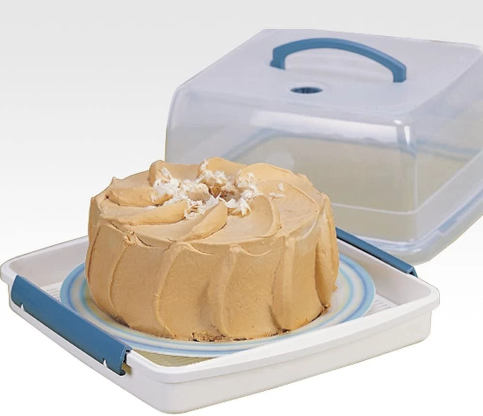 Cake Storage Box Square Lock & Lock Plastic with Handle Lid Clear Lockable 12.6L - Image 3 of 4