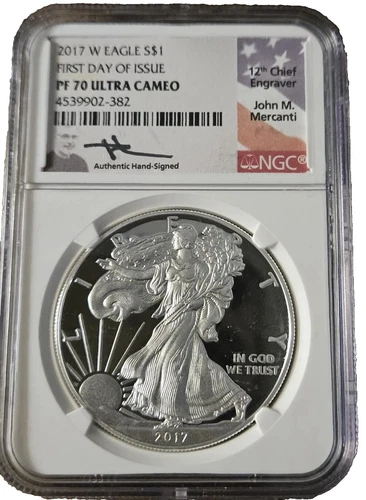 2017 W PF70 Silver Eagle NGC FDI Mercanti - Flag Label