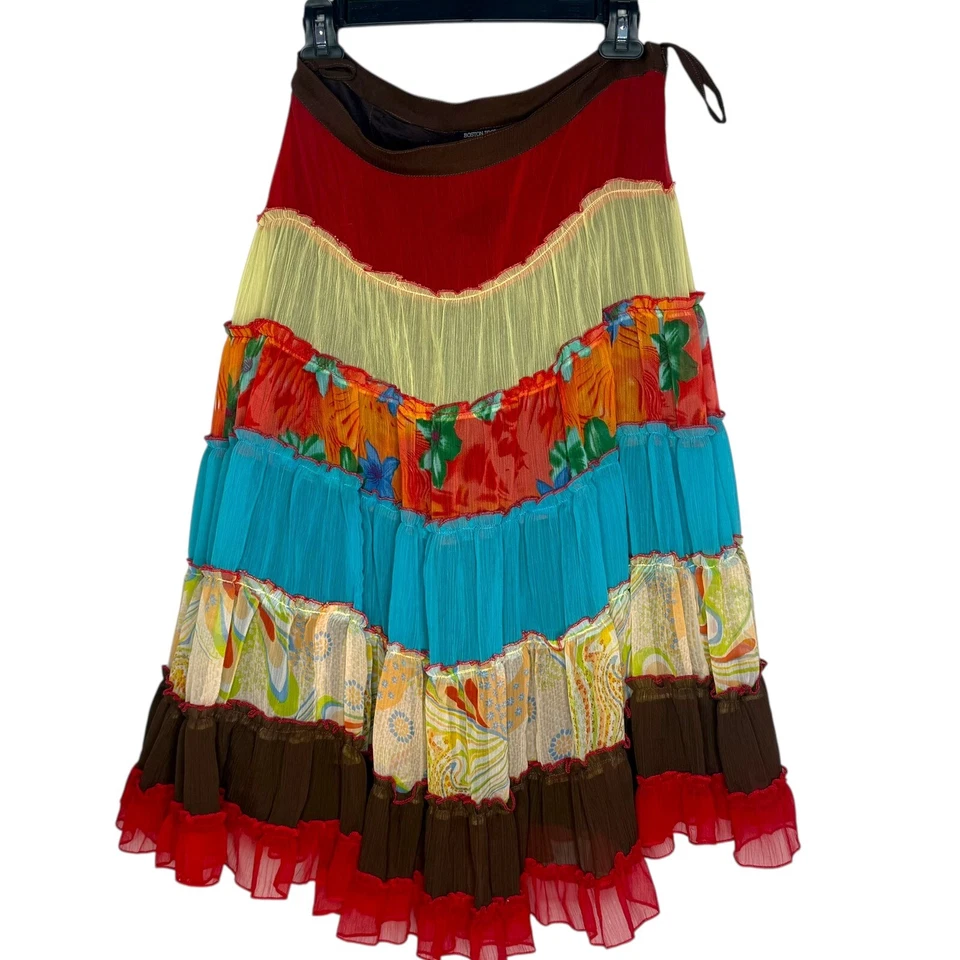 Falda midi Boston Propia en capas talla 10 retazos festival hippie BOHO fluida Foto 4 de 4