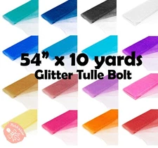 54" x 10 yards Glitter Tulle Fabric Bolt Tutu Wedding Decoration Party Craft
