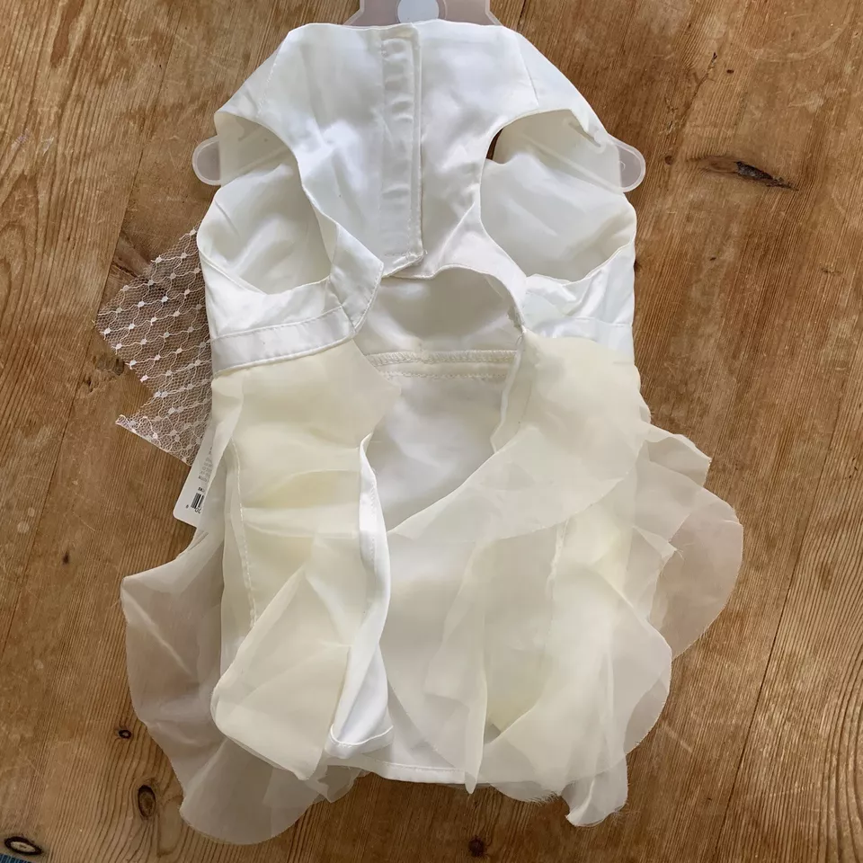 "Disfraz de novia PERRO nuevo You & Me pequeño 13""-15"" vestido de novia y velo marfil satinado" Foto 4 de 4