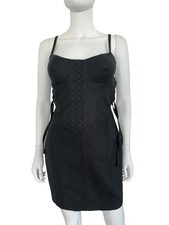 Versus Gianni Versace Black Vintage Lace Up Bustier Dress