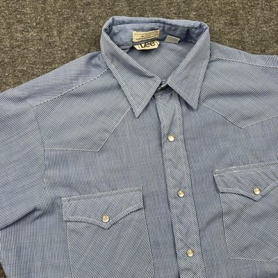 Lee MR Shirt Pearl Snap Short Sleeve Vintage Short Sleeve Blue Thin Light Check