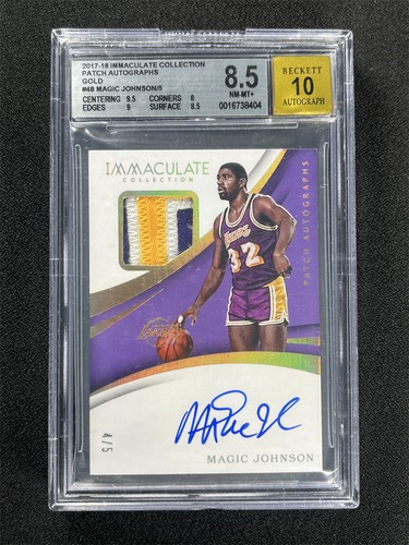 2017-18 Panini Immaculate Collection Magic Johnson Gold Patch /5 BGS 10 Auto