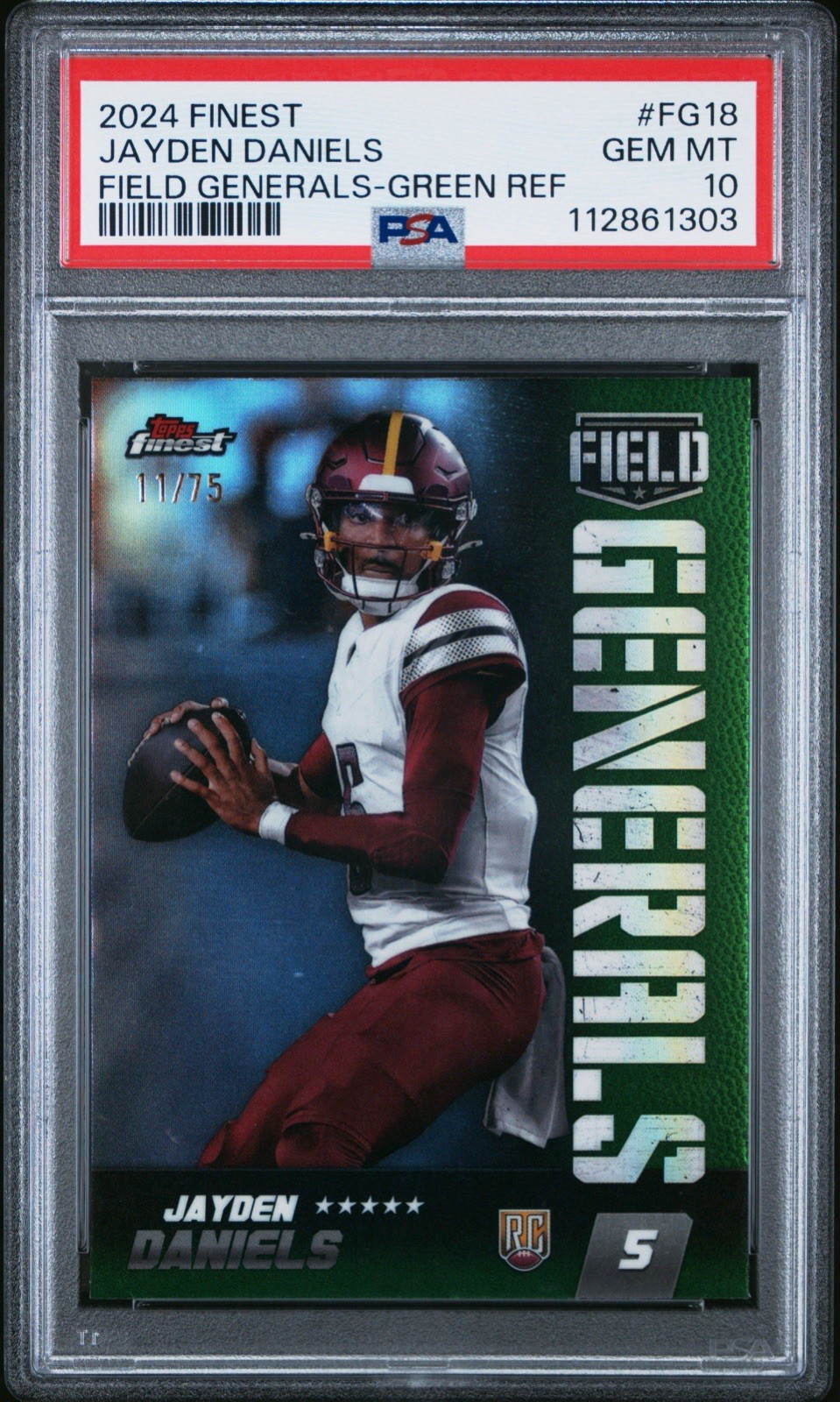 Jayden Daniels Topps Finest Field Generals #FG18 Green Refractor