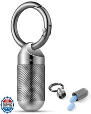 TISUR Titanium Keychain Pill Holder Small Metal Pill Case, Pill Organizer Por