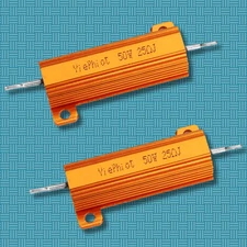 2Pcs 50W Watt 25 Ohm Resistor Aluminum Case Wirewound Chassis Mounted Pack of 2
