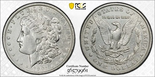 1901 O Morgan Silver Dollar PCGS Gold Shield Cleaned XF Details
