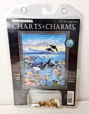 Dimensions Charts & Charms The Living Ocean Cross Stitch Pattern Chart Charm Set