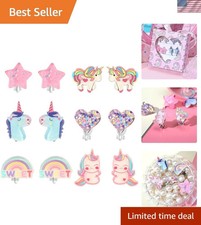 Charming Clip-On Earrings for Little Girls - 6 Unique Rainbow Designs