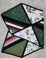 QUILTED TABLE RUNNER - REVERSIBLE HANDMADE SNOWMEN/BIRDS   2504