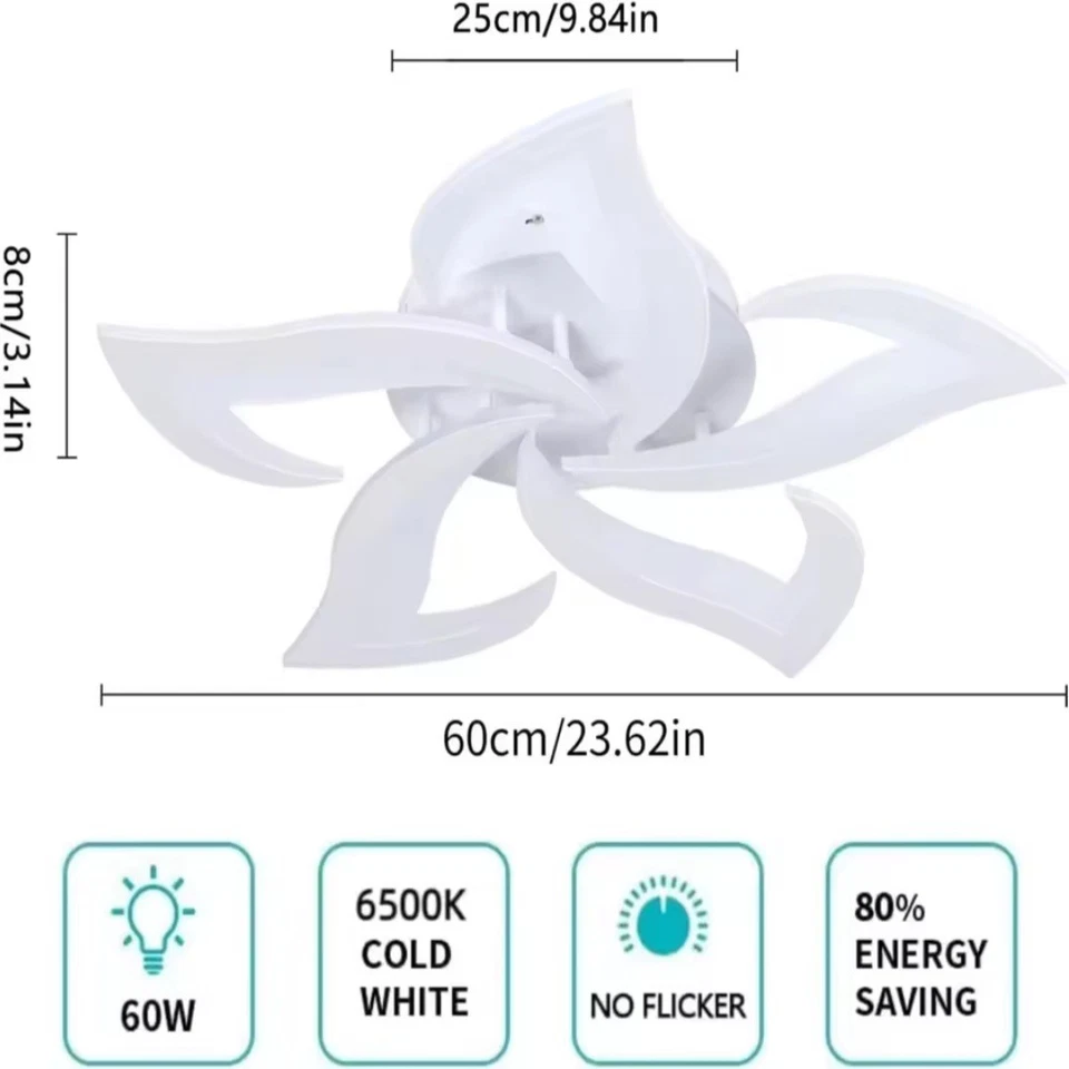 Plafoniera LED 60W Moderno Luce Bianca Fredda Lampadario Fiore Soggiorno Camera  - Image 2 of 4