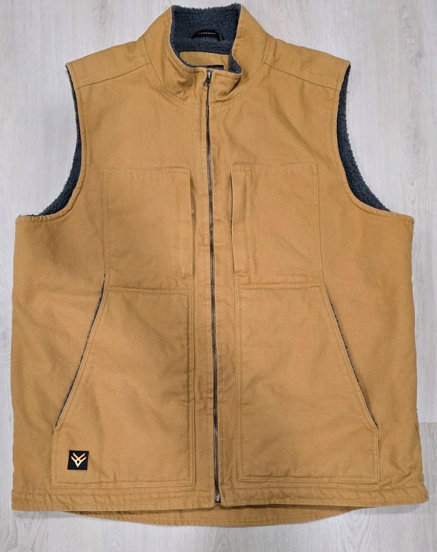 Hawx Work Gear Vest Mens Medium Canvas Workwear Sherpa Lined Chore Barn (F507)