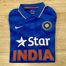 Nike India Cricket Team Jersey Mens 2XL Blue 2015 DriFIT Short Sleeve Polo Shirt