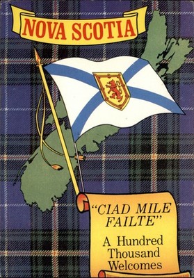 Nova Scotia Canada Flag Map vintage postcard b440