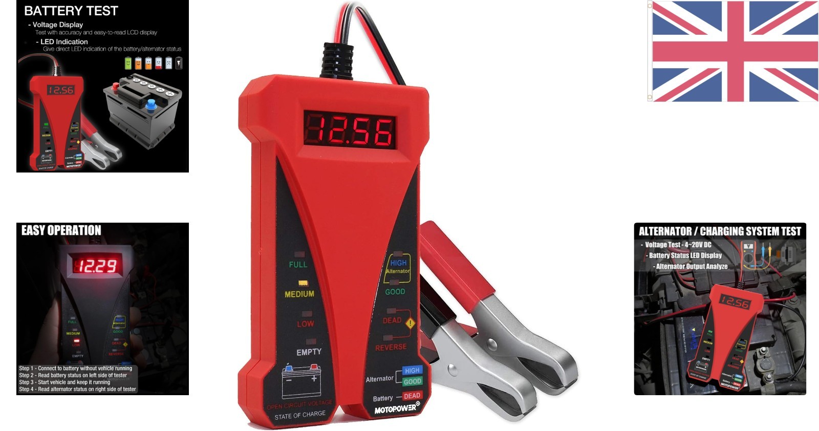Tester Batteria e Alternatore 12V Senza Sforzo - Funzionamento Facile e Letture di Precisione - Miniatura 2