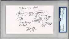 Vint Cerf Google SIGNED ORIGINAL 1977 INTERNET 1/1 UNIQUE DRAWING PSA DNA COA