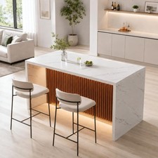 59 Inch Large Imitation Marble Dining Table for 4-6 People