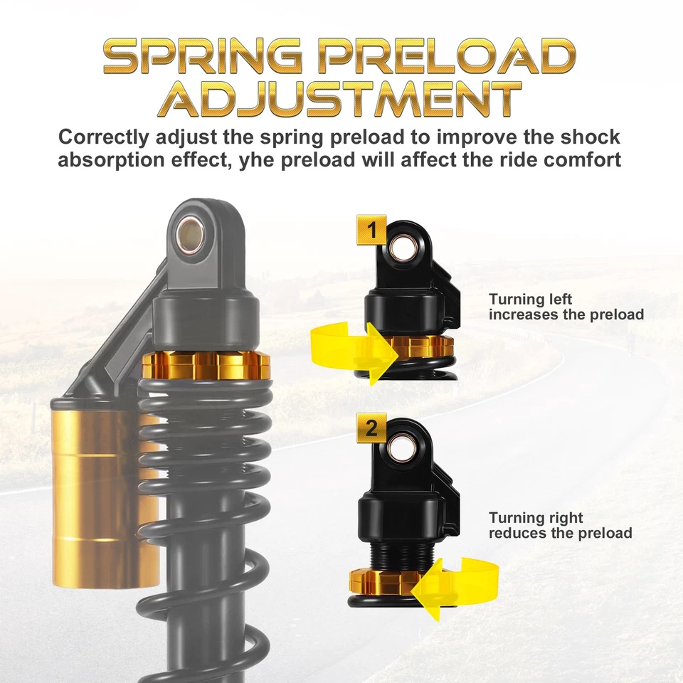 340mm 13.5" Rear Shock Absorbers Air Suspensions Fit For Harley Sportster 883 Foto 4 de 4