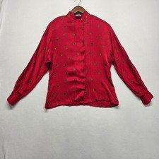 Linda Allard for Ellen Tracy Women's Red Silk Mock Neck Blouse Size 6P