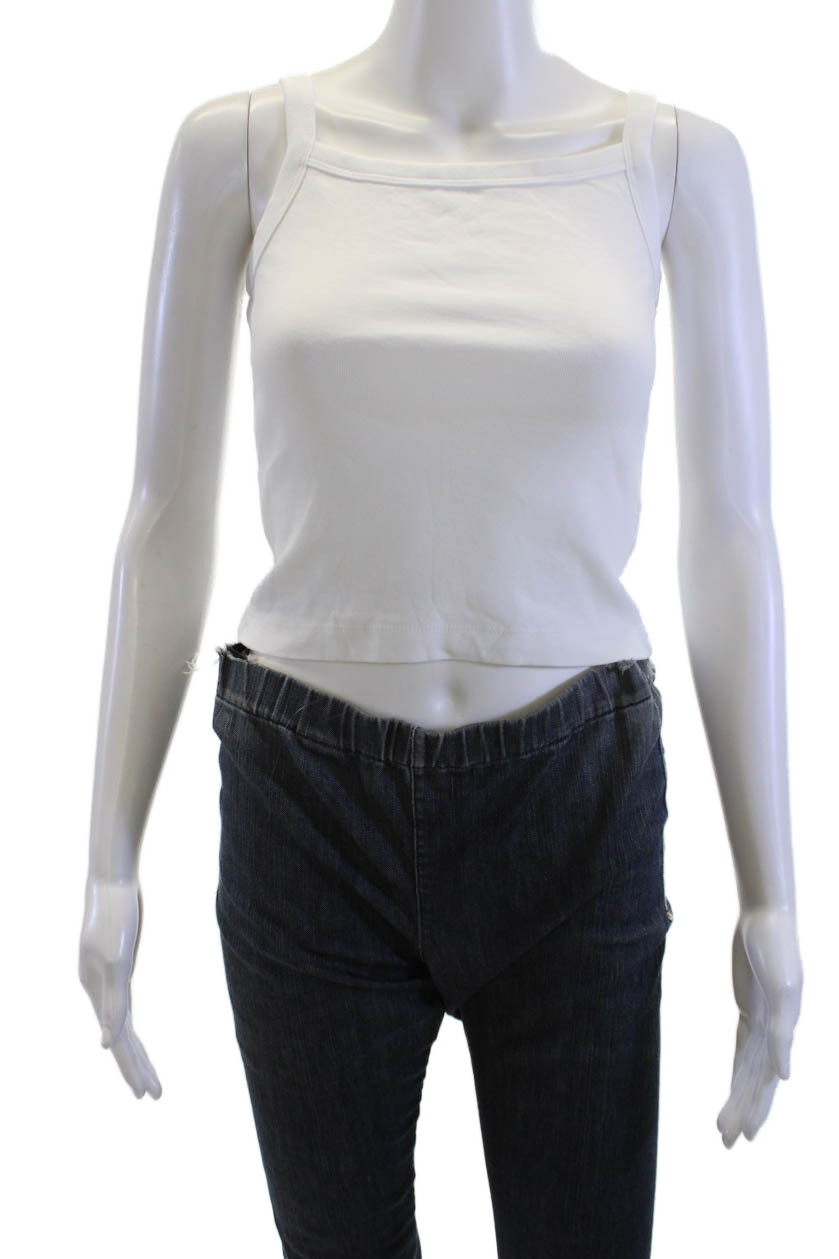 Zara Womens Cropped Cotton Sleeveless Square Neck Tank White Size XSFree Shipping in US $100+ Orders | $6.95 Orders Below