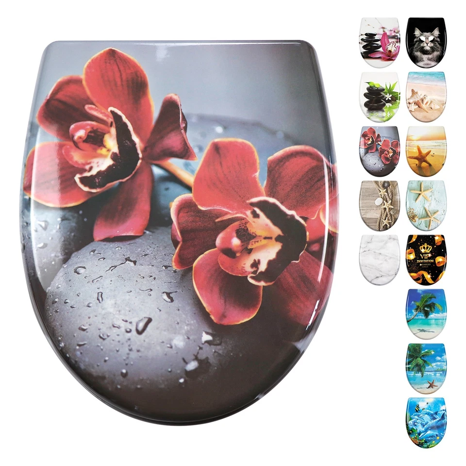 Fanmitrk WC Sitz Toilettendeckel Absenkautomatik Quick Release Klobrille Motiv