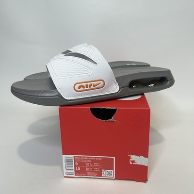 Nike Max Cirro Slides Sandals  White Gray Orange Platinum  DC1460-005 Men s 9