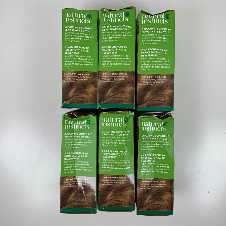 (6) Tintura de cabelo Clairol Natural Instincts 7 problemas de caixa vegana loira escura - Imagem 2 de 4